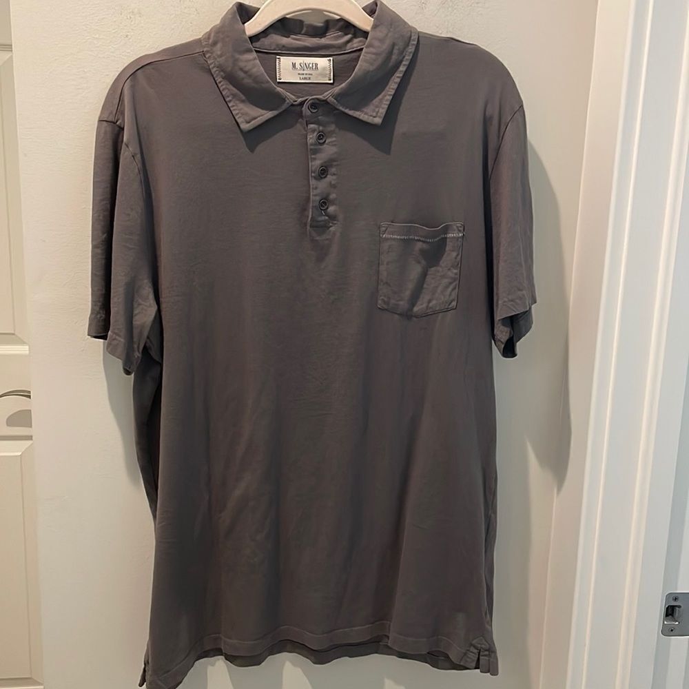 New M.Singer gray polo T-shirt size large